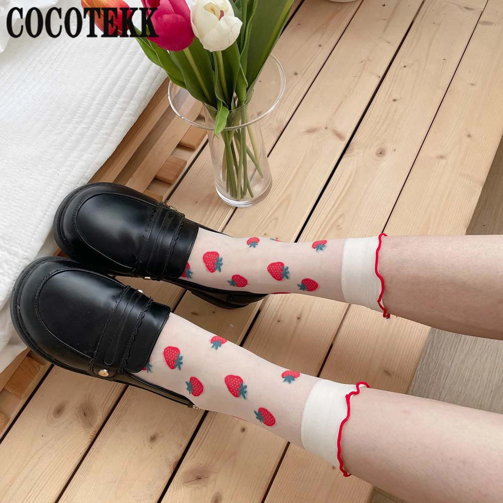 Женские носки новые модные летние тонкие дышащие белые милые в стиле &quotЛолита&quot