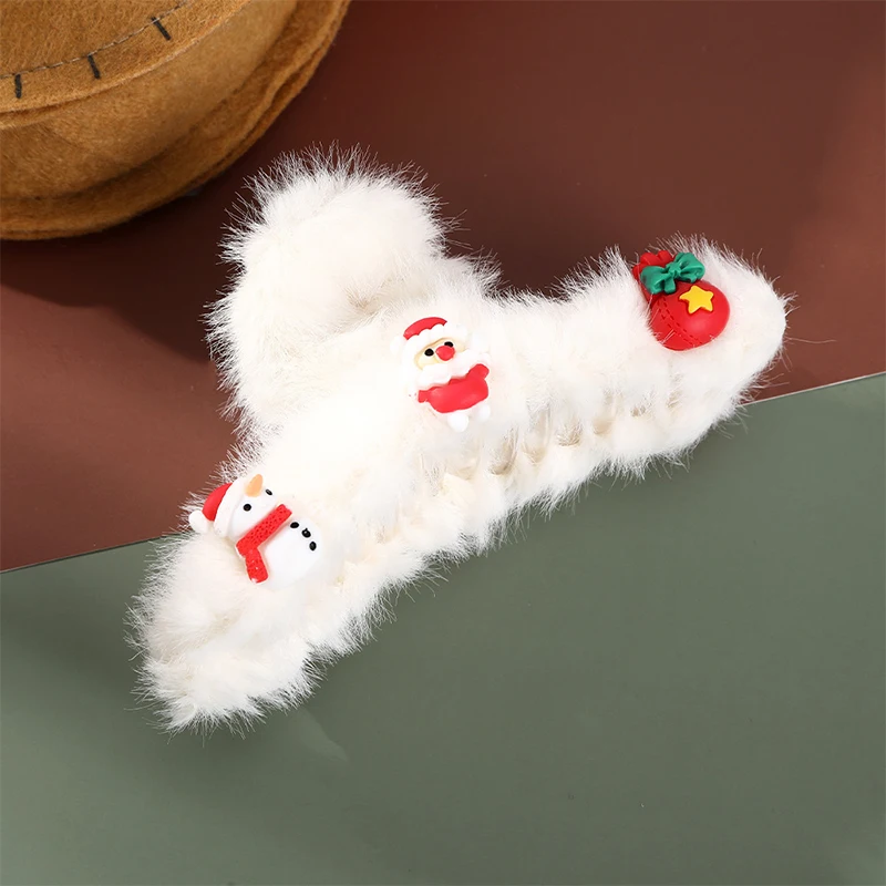 

Рождественские пушистые заколки для волос Санта Клаус носки Снеговик Рождественская елка Аксессуары для прически