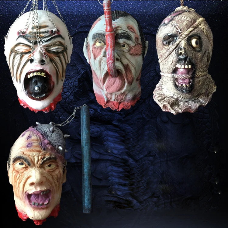 

Halloween Supplies Haunted House Bar Venue Decoration Props Horror Ghost Toy Skeleton Scary Hanging Ghost Head