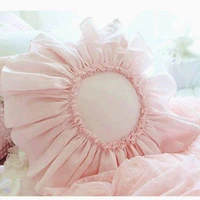 luxury pink pillowcase embroidery cushion cover big ruffle lace wrinkle pillow cover cake layers princess bedding pillowcase