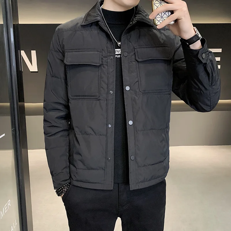 Down Jacket Men 2022 Autumn and Winter New Light and Short Casual Work Clothes Versatile Lapel Coat