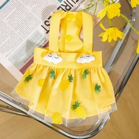 new strawberry mesh skirt pet clothes dog skirt spring and summer thin section teddy cat dress