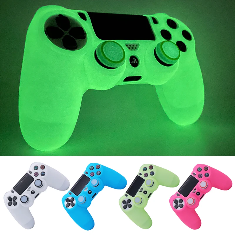 

Glow in Dark Games Accessories Gamepad Joystick Cover for PS4 Controller Skin Soft Silicone Cover for PS4 Controller Skin Case