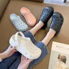 Туфли с отверстиями 2022, женская обувь на толстой подошве, приподнятая, маленькая белая обувь, летние босоножки, женская обувь