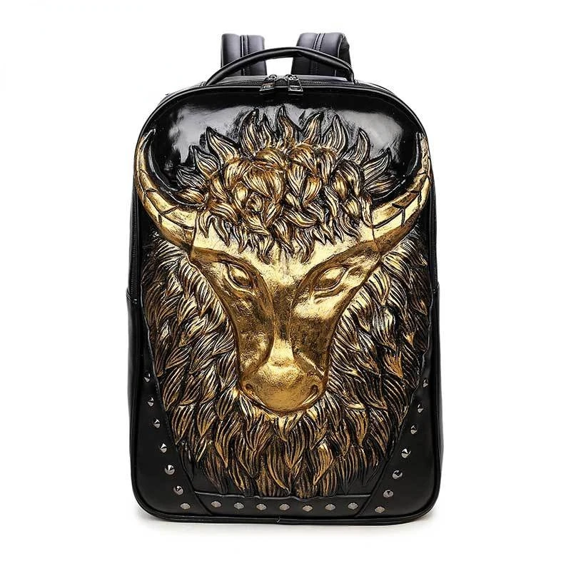 Designer Backpack Bags for Women Travel Backpack Men's Embossed Animal Backpack 3D Bull Head Backpack Creative Laptop Bag