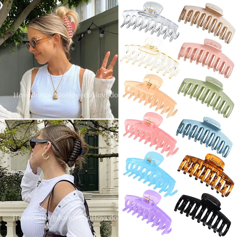 

Fashion Solid Color Hair Claw Summer Large Size Hair Clip Hair Clamps Claw Clip Crabs Ponytail Holder All-match Hair Accessories