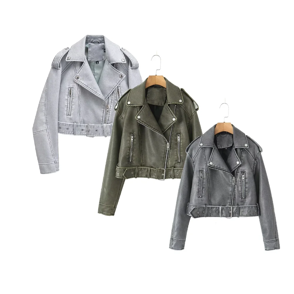 Unizera Женская Мотоциклетная Куртка Из Искусственной Кожи В Стиле Ретро С Отложным