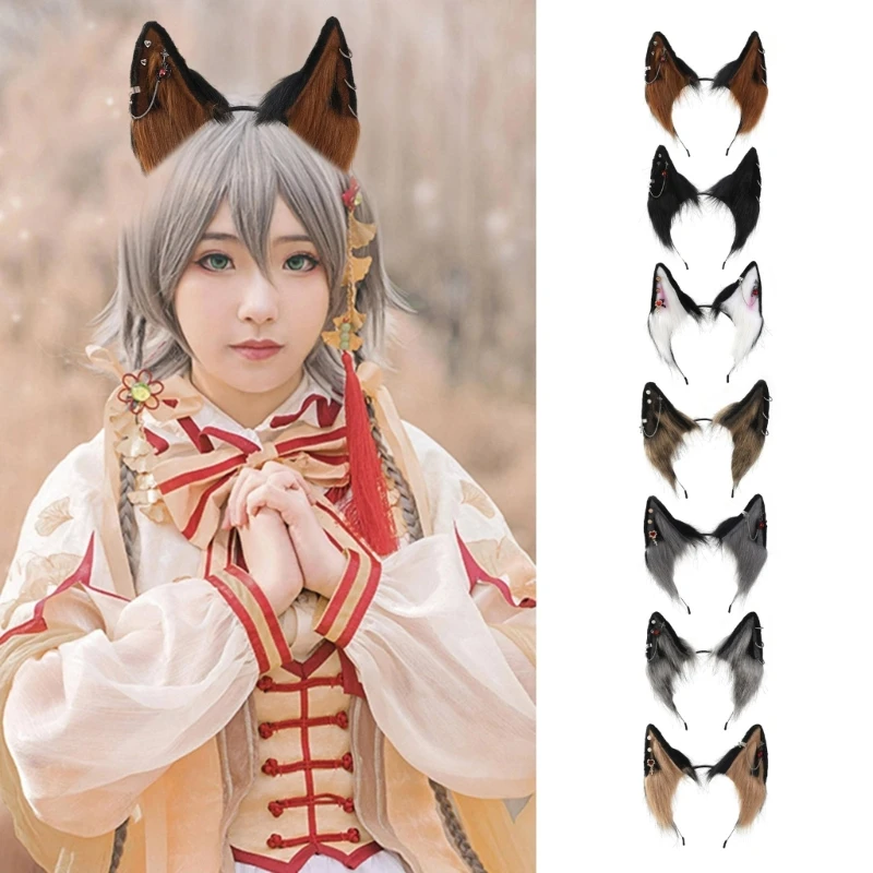 

Cartoon Headband Wolf Foxes Ears Shape Hair Hoop Plush Carnivals Party Headpiece Cosplay Party Costume Props Unisex