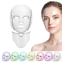 led facial mask 7 colors light phototherapy face mask with neck anti acne whitening red light therapy mask skin beauty treatment