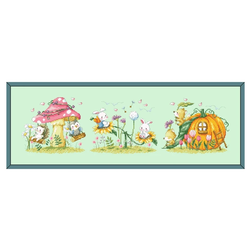 

Forest playground cross stitch kits18ct 14ct 11ct light green canvas stitching embroidery DIY handmade wall decor