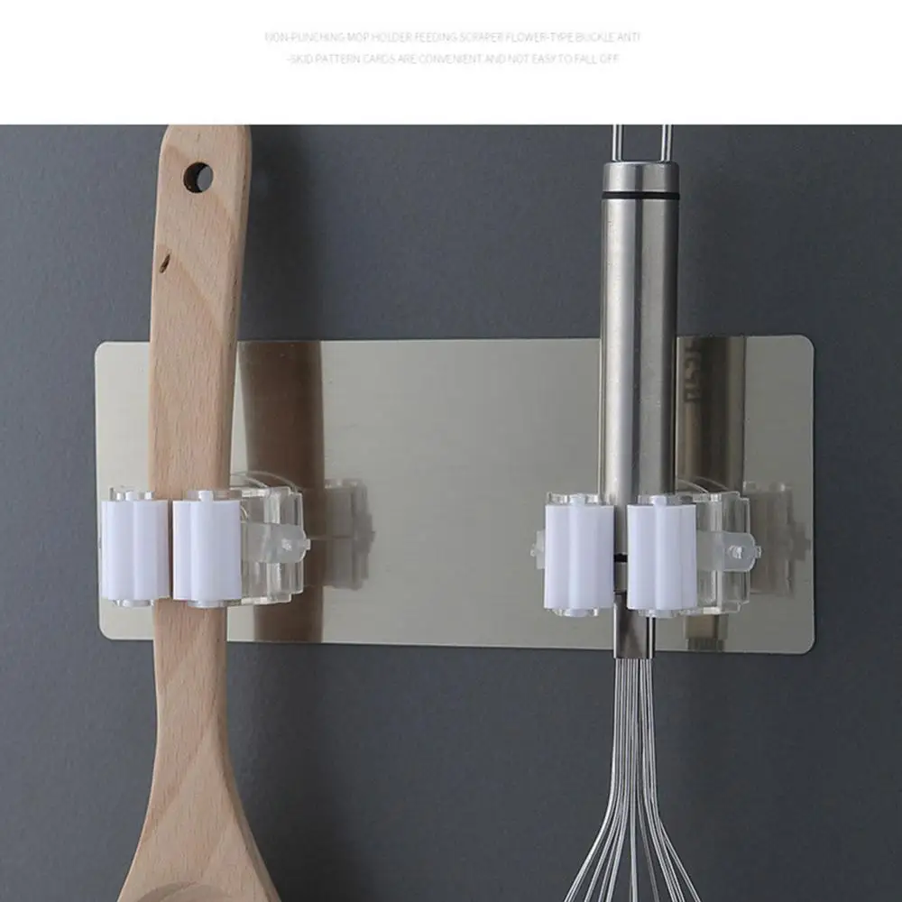 

Multi-Purpose Adhesive Hooks Wall Mounted Mop Organizer Holder RackBrush Broom Hanger Hook Kitchen Bathroom Strong Hooks