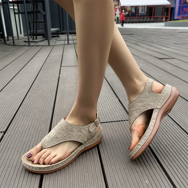 Flat Bottom Open Toe Black Large Size Shoes for Women Sandal Summer 2023 Women's Sandals Ladies Offer Huaraches Wedges As Papete