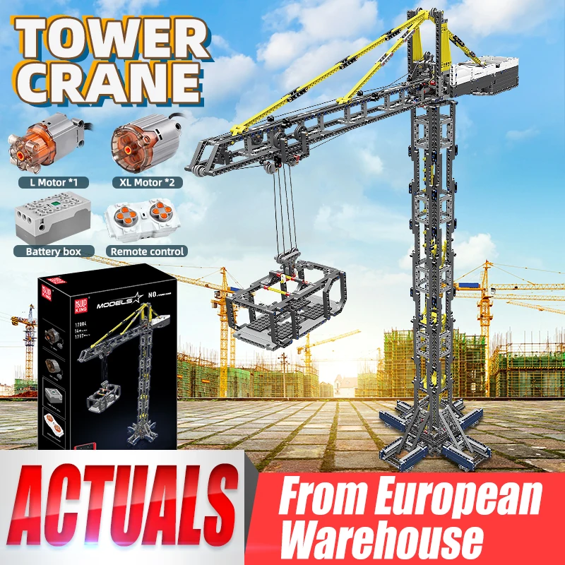 

MOULD KING 17004 City Building Crane Toy the Technical Tower Crane Building Blocks Set with Remote Control for Kids Adults Gifts