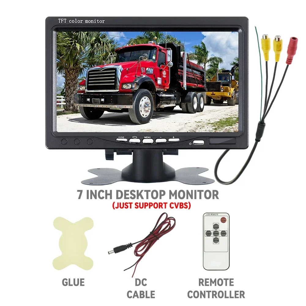 

BINWEI 12/24 В AHD 7-дюймовый автомобильный монитор для камеры заднего вида, парковки, обратного хода, 1024*600, TFT ЖК-дисплей с 2-сторонним видеовходом