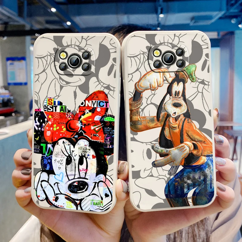 

Disney mickey minnie mouse Phone Case For Xiaomi Poco X4 X3 F4 F3 NFC M5 M4 M3 GT S Pro 4G 5G Liquid Rope Cover Fund