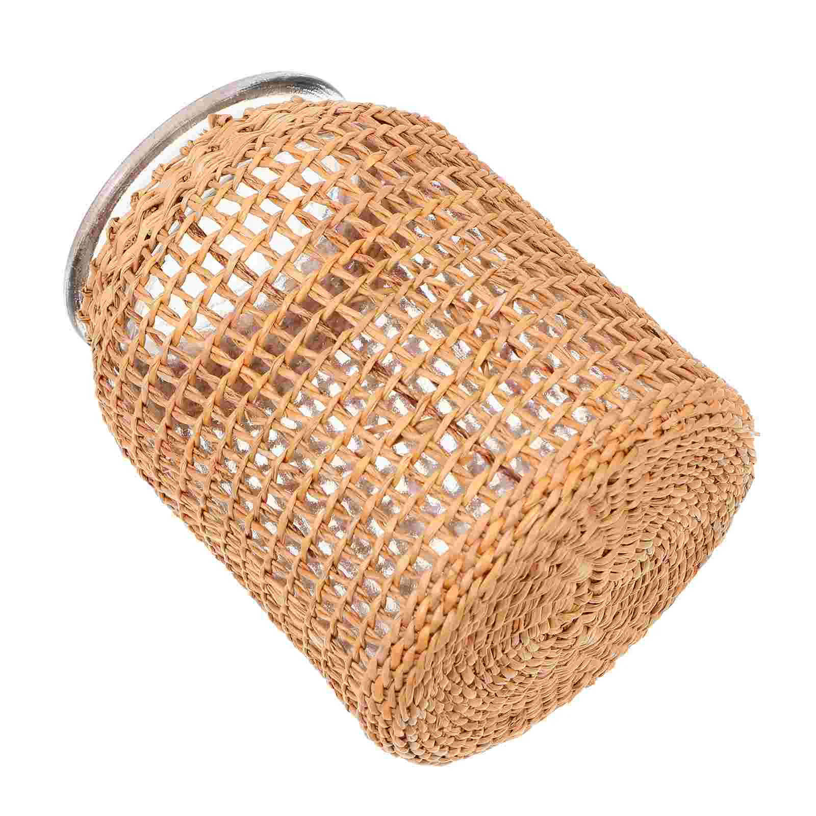 

Glass Vase Desktop Ornament Household Grass Woven Rustic Home Decor Succulent Plants Decorative Adornment