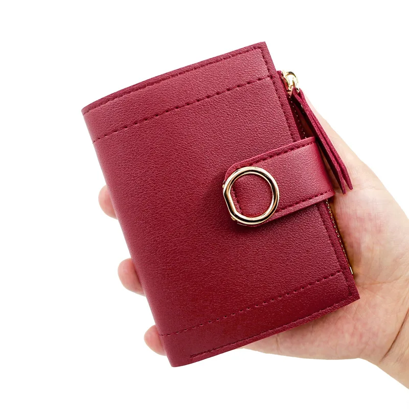 Women's Short Zipper, Buckle Wallet, Simple Solid Color Clutch, Credit Card ID Card , Women Short Bag