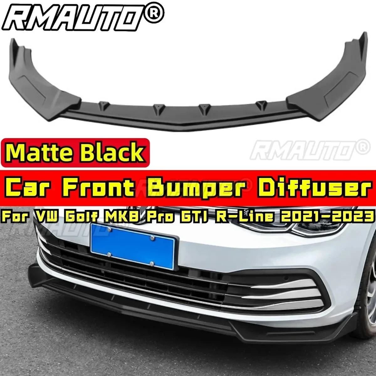 Комплект для Golf MK8 Pro GTI R-Line передний бампер губа матовый черный VW 2021-2023