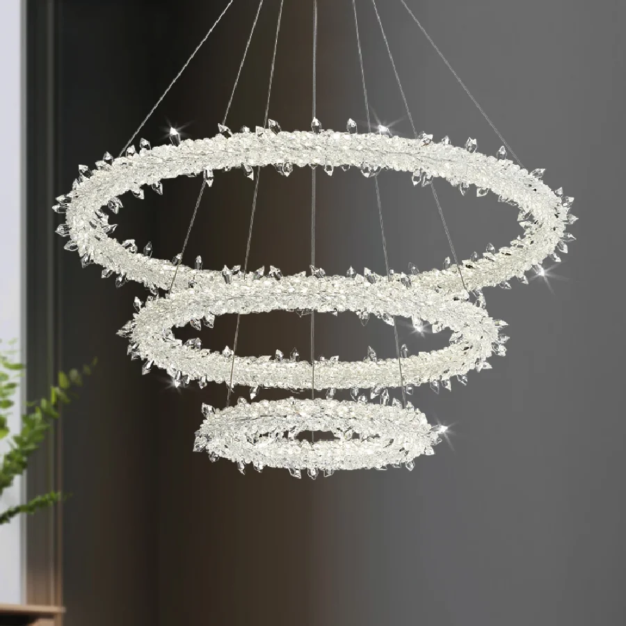 

Светодиодные круглые хрустальные люстры для гостиной, столовой, спальни, Хрустальная Потолочная люстра с кольцами, Современный домашний де...