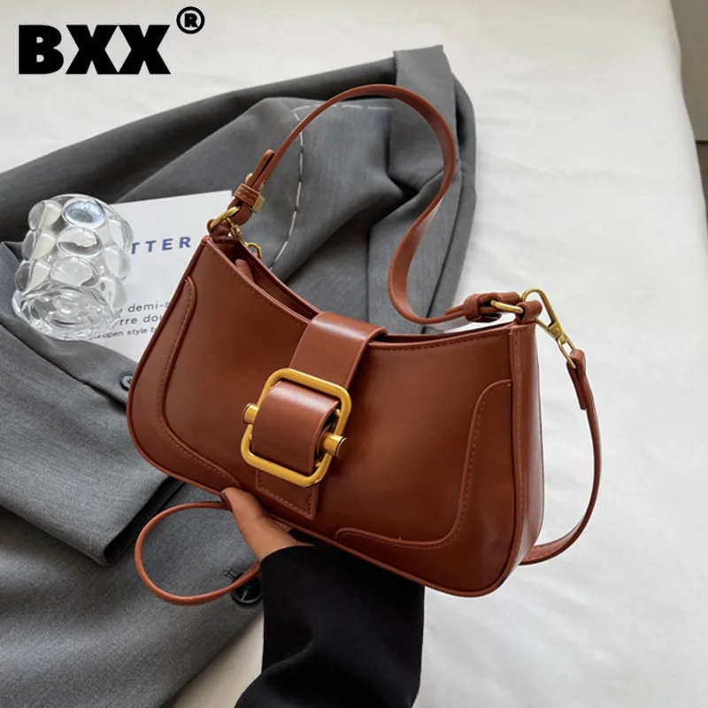 

[BXX] PU Leather Bag For Women 2023 New Fashion Versatile Protable Solid Color Mobile Shoulder Underarm Bags Female 8AB347