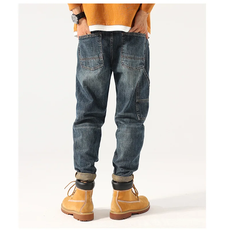 Streetwear Men 2022 Autumn New Style Loose Straight Cylinder Blue Jeans Vintage Chaopai Fashion Comfortable Haren Pants Female