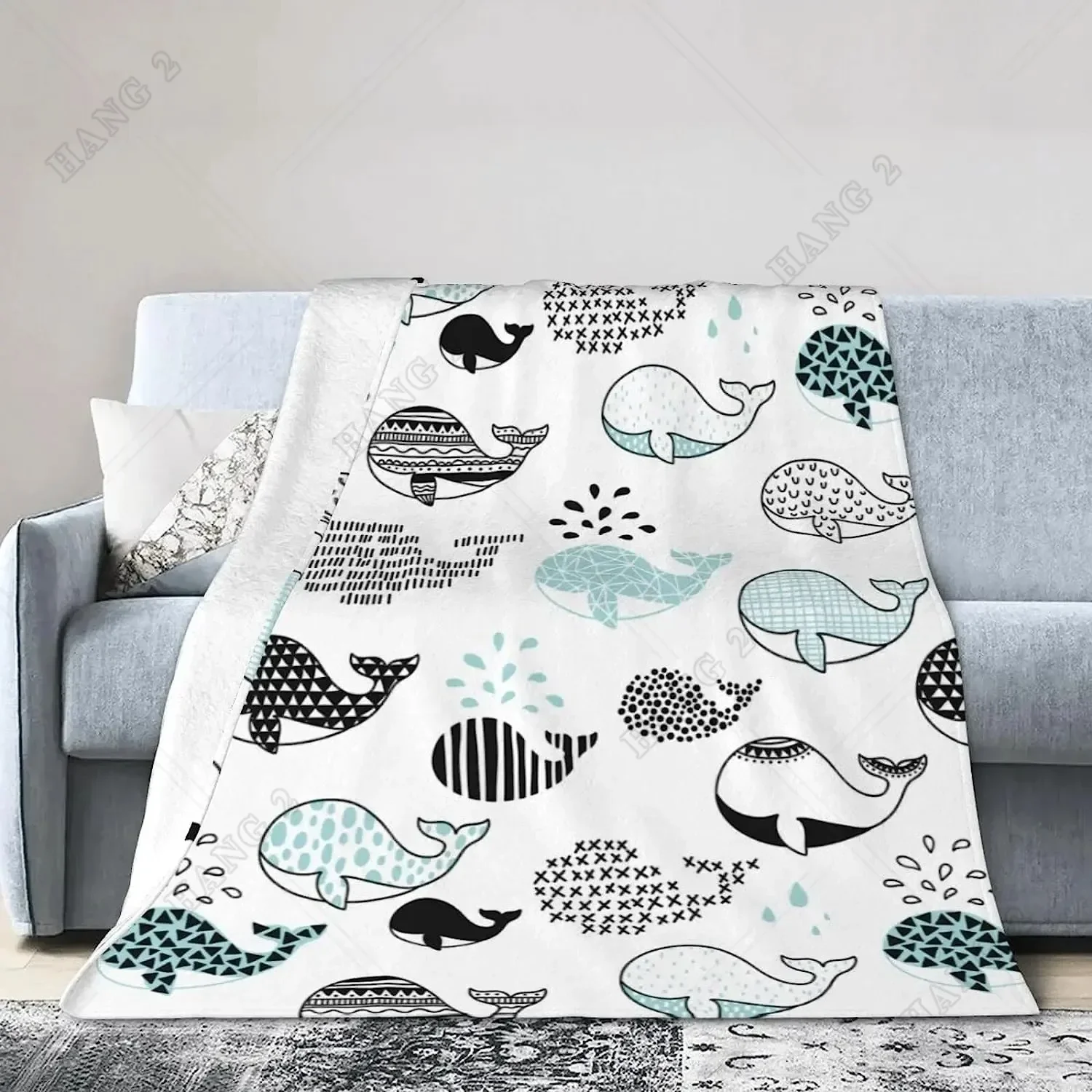 

Whale Cute Throw Blanket Super Soft Warm Bed Bedding Blankets for Couch Bedroom Sofa Office Car, All Season Cozy Flannel