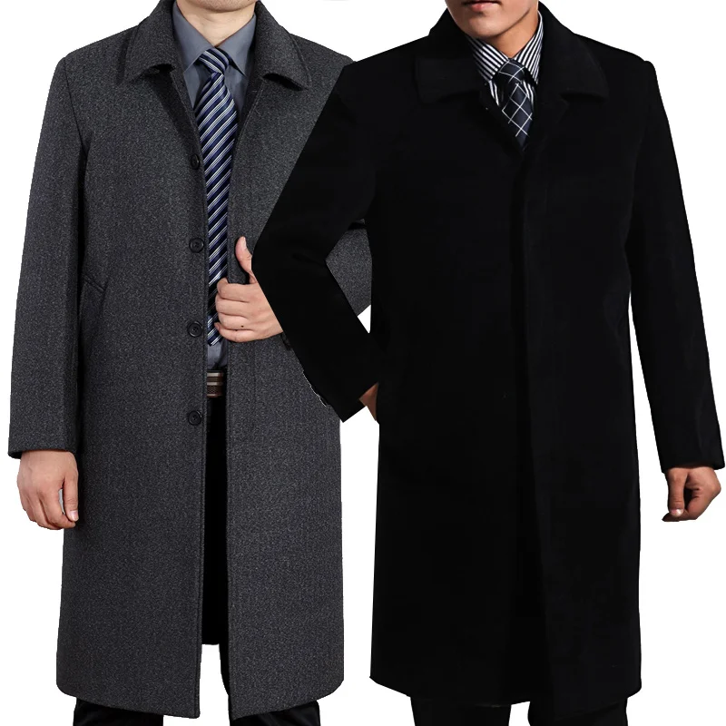 

2022 new arrival men's winter wool coat luxury long design overcoat plus velvet thickening fashion high qualiy plus size L-5XL