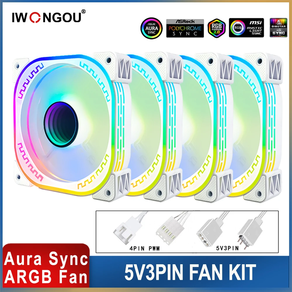 

Cooler Argb Fans Ar12pro Cooling Cooler 4pin Computer Case Can 5v3pin Unlimited Space 120mm Ventilador IWONGOU Pc Fan Heatsink