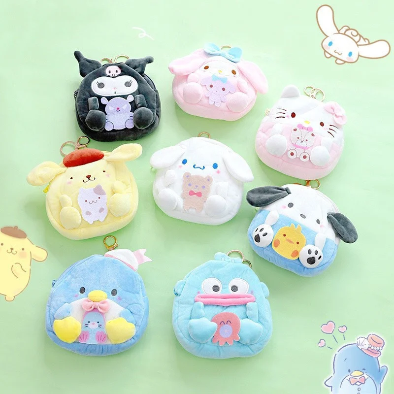 

Sanrio Series Plush Wallet Large Capacity My Melody Cinnamoroll Dog Kuromi Stuffed Plush Purse Toys Kawaii Pendant Doll Gift