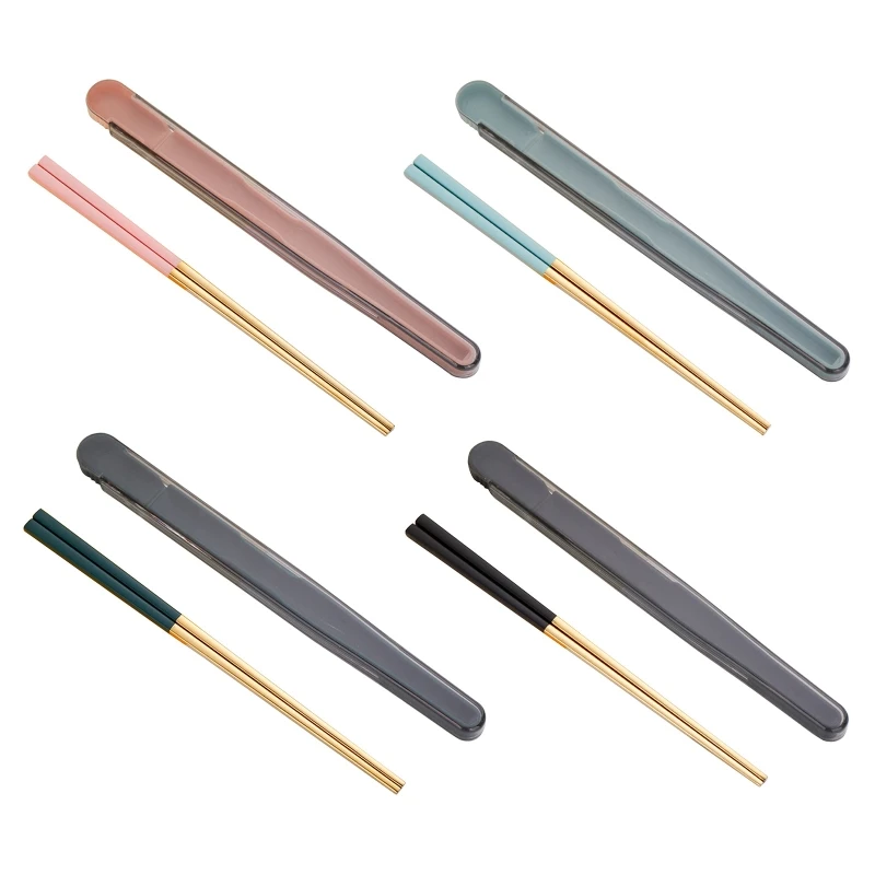 Портативные палочки для еды многоразовые металлические из нержавеющей стали с