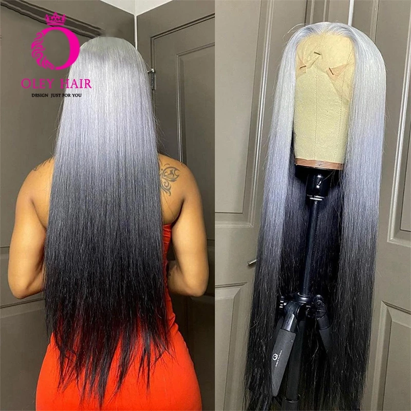 

Парик Омбре черный синтетический 13x 4 на сетке спереди, 30 дюймов, прямые бесклеевые термостойкие парики для косплея для женщин, 180%, прически для выпускного вечера