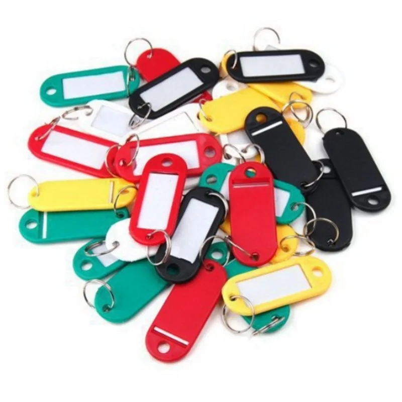 

200Pcs Plastic Keychain Key Fobs Luggage Id Label Name Cards Tags With Split Ring For Baggage Key Chains Key Rings