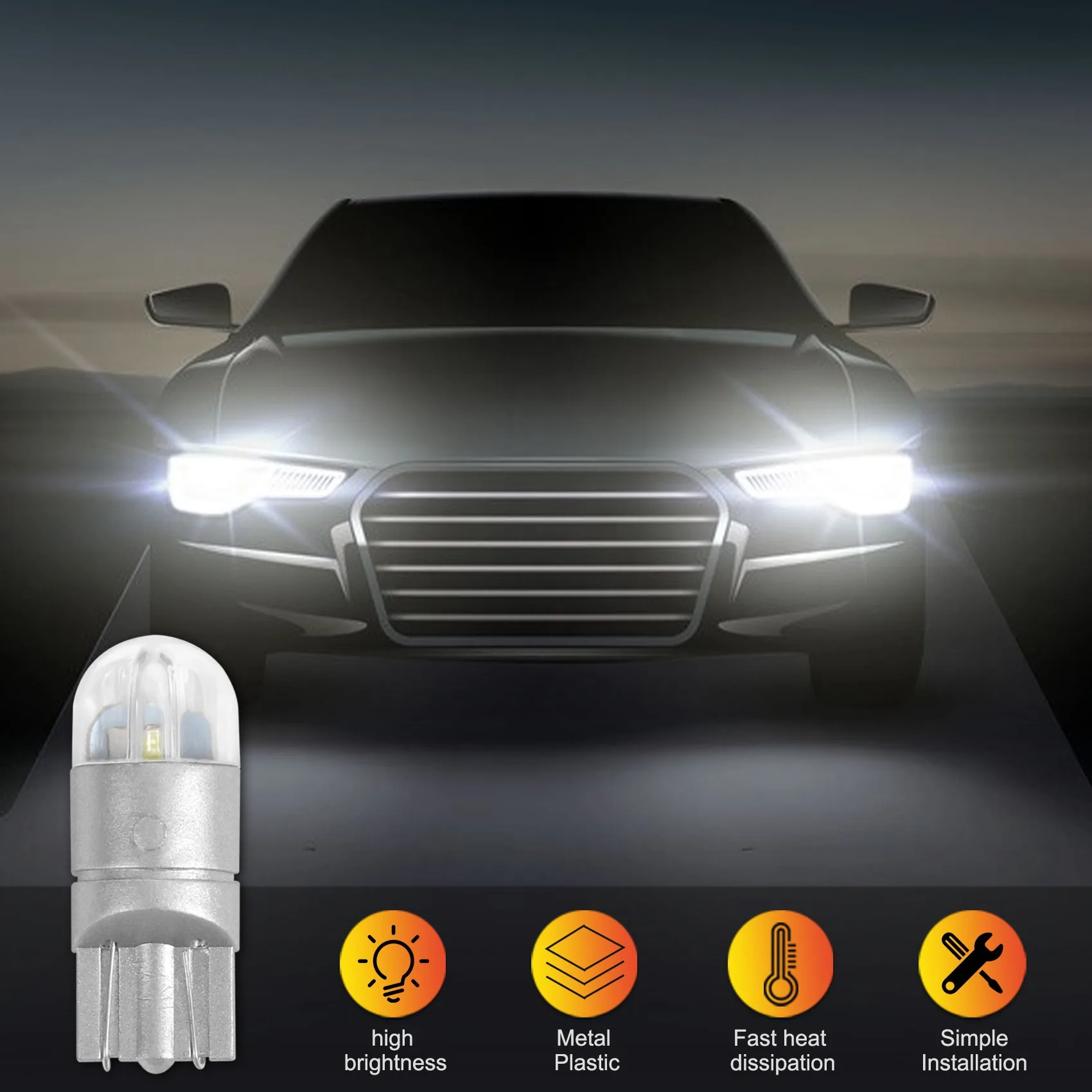 

10Pcs 6000K Canbus T10 168 194 W5W Dome License Side Marker LED Light Bulb White