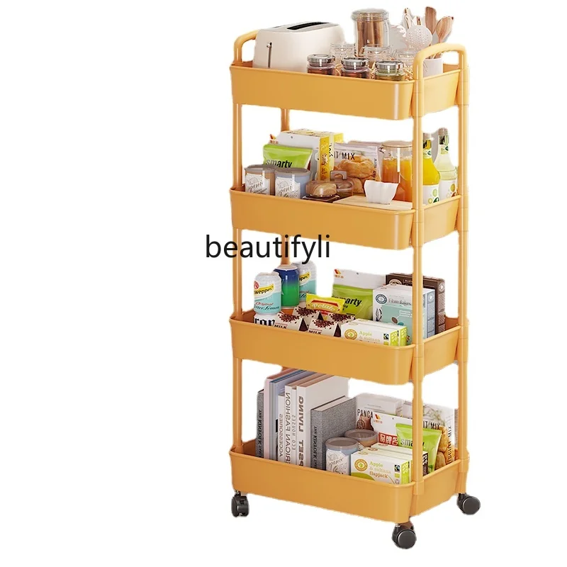 

yj Trolley Kitchen Storage Rack Bathroom Mobile Snack Bathroom Bedside Toy Storage Rack