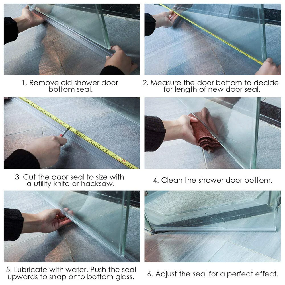 

2pcs Rubber Shower Screen Seal Strip PVC Door Bath Shower Seal Strip 10mm Water Deflector Shower Room Glass Fixture Acc