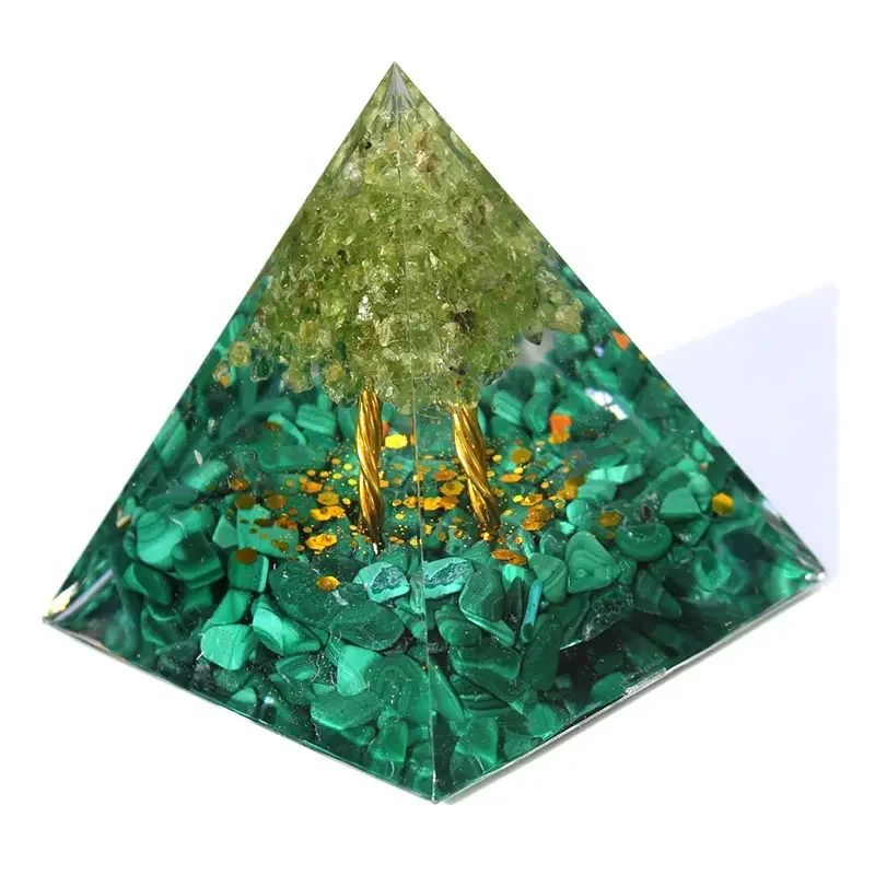 

Wholesale Bulk Price Natural Malachite Crystal Tree Of Life Energy Generator Orgone Pyramids For Home Decorati unit one piece