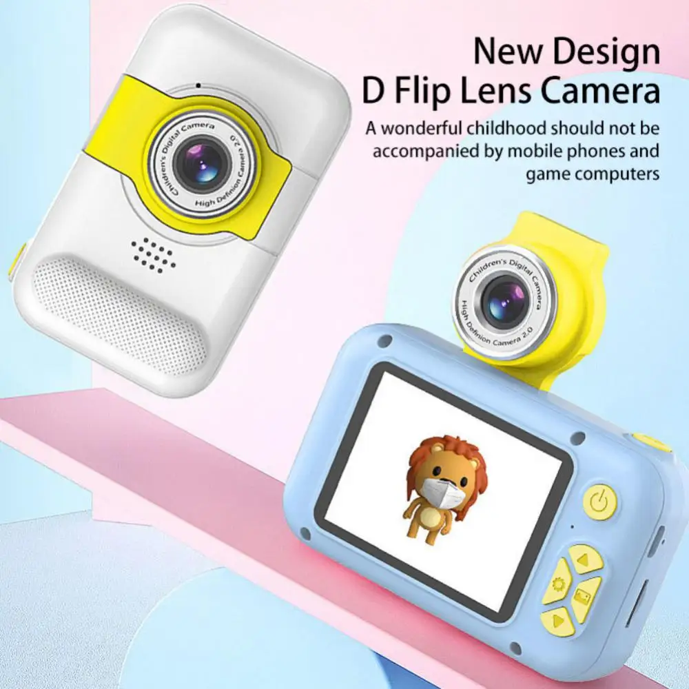 

Digital Slr Children's Camera 4800w Hd Mini Cartoon Photo Camera 2.4 Inch Flip Large Screen Camera Toys Gift For Children Sports