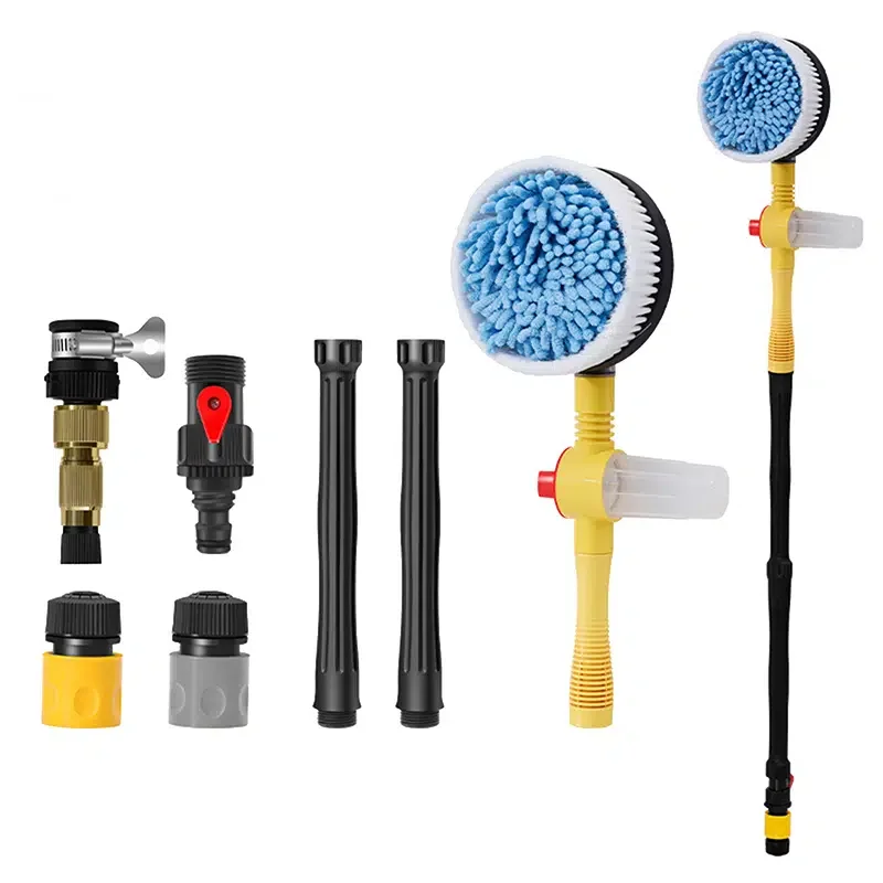 

Car Wash Brush Cleaning Kit 360° Spin Car Mop Microfiber Car Cleaning Brush Detachable Extendable Scrub Brush Garden Hose Spray