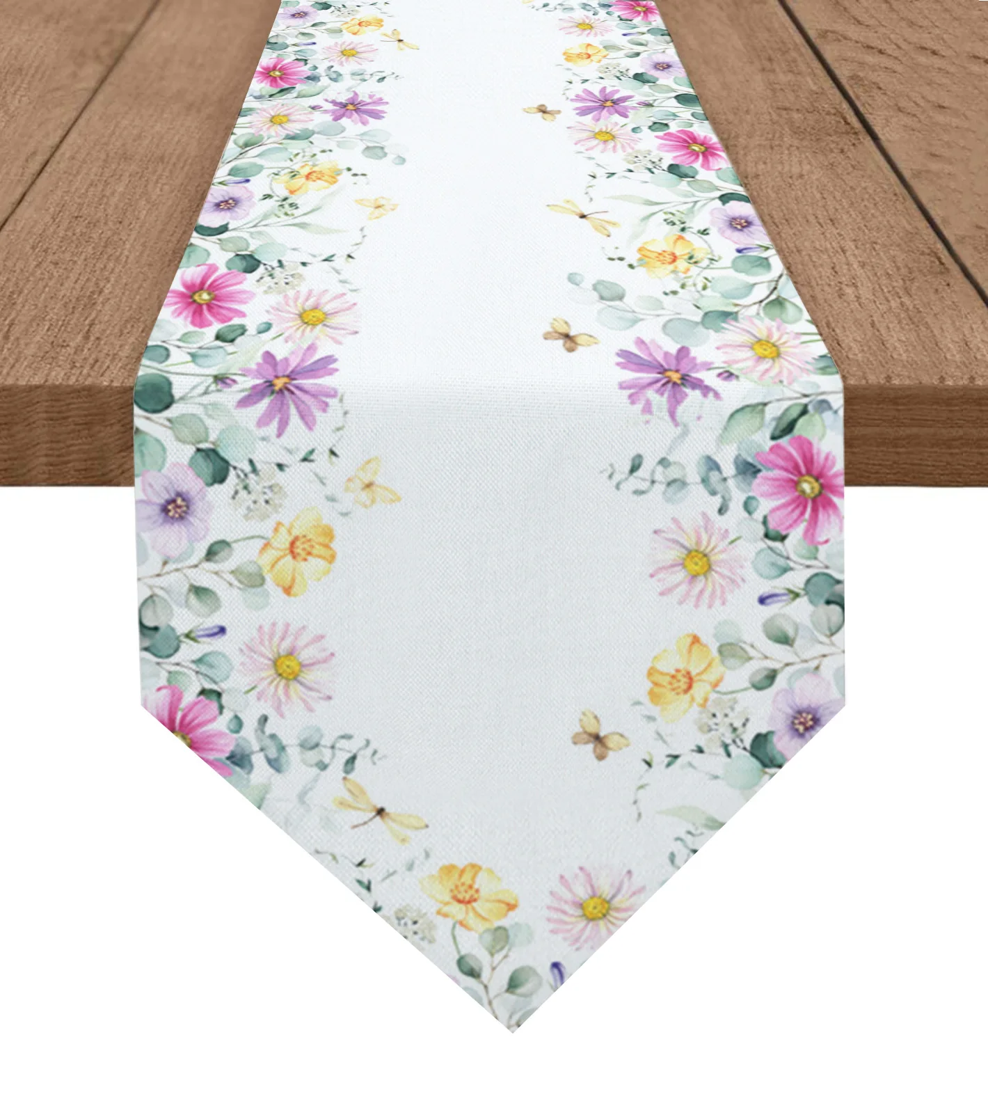 

Idyllic Wildflower Leaves Table Runner Wedding Holiday Party Decoration Tablecloth Summer Kitchen Dining Table Runner