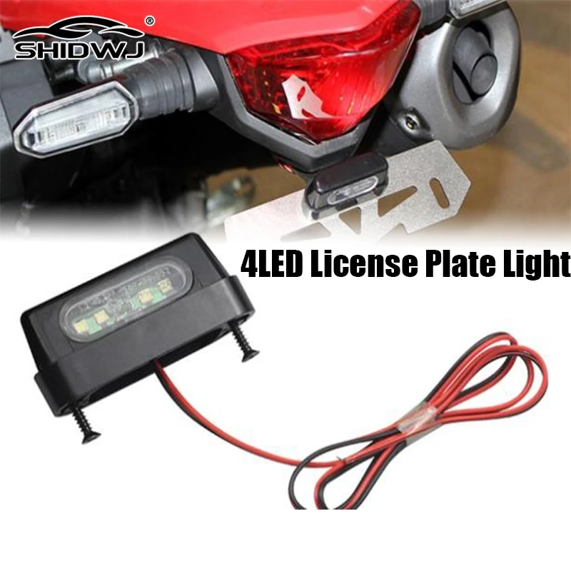 

1 шт., 12 В, универсальный мотоциклетный 4 светодиодный светильник номерного знака, 0,2 Вт, задний фонарь номерного знака с Emark