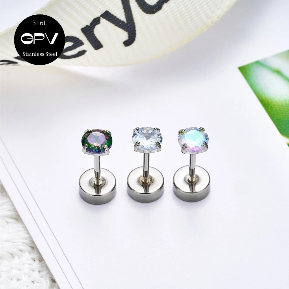 1 шт. медицинский гвоздь из нержавеющей стали 316L круглый циркон с четырьмя