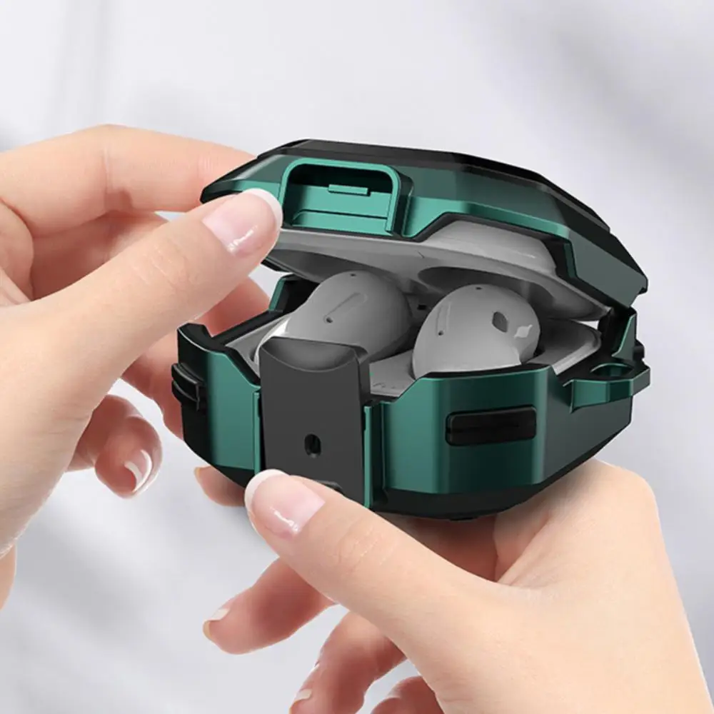 

Matte Wirless Earphone Case With Carabiner Safety Locking Headset Accessories Full Body Protector Cover