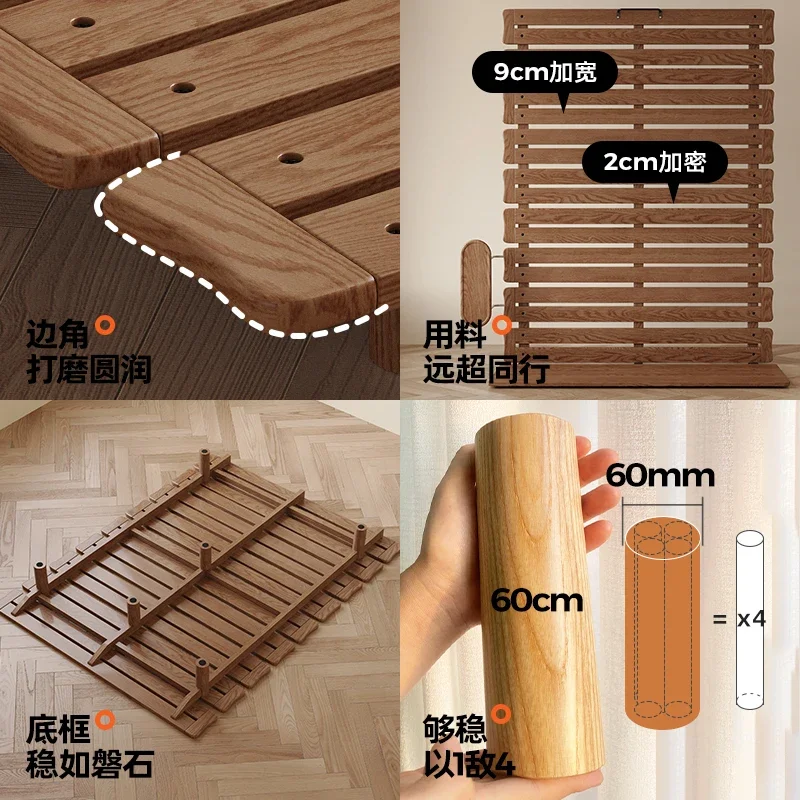 Кровать из цельного дерева ультратонкая прикроватная тумбочка очень тонкая