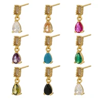 fashion colored water drop dangle earrings for women simple korean style zircon earrings 2022 jewelry gift