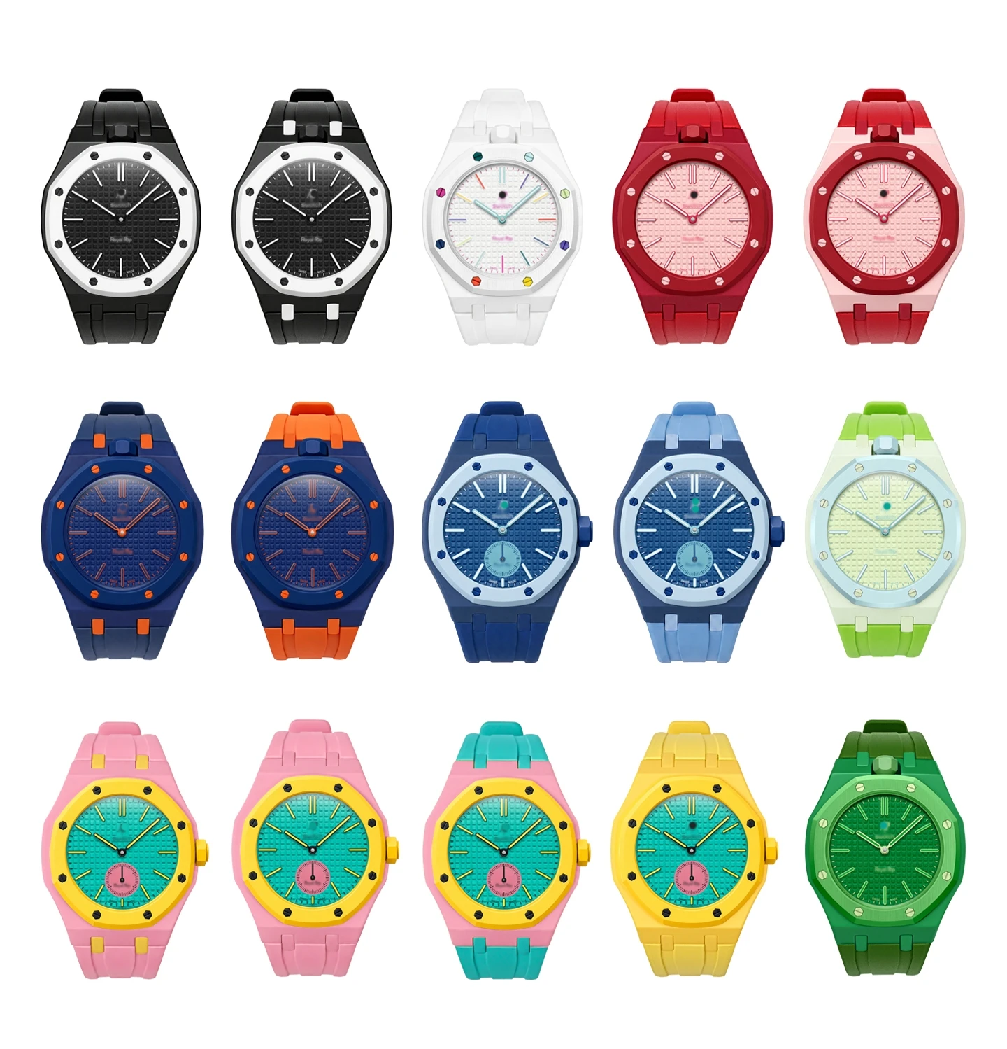 Для Audemars Piguet AP X Swatch Royal POP: ремешок для часов из FKM, защитный биокерамический корпус, безель и сменный браслет (art.: 3920db9f75830) - 3920db9f75830