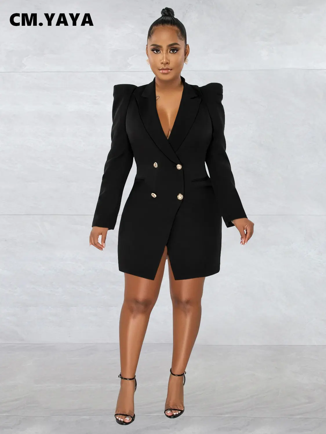 

Элегантный женский Блейзер CM.YAYA для женщин, Осень-зима 2022, уличная одежда, Женский блейзер, стильное облегающее платье миди, женская одежда