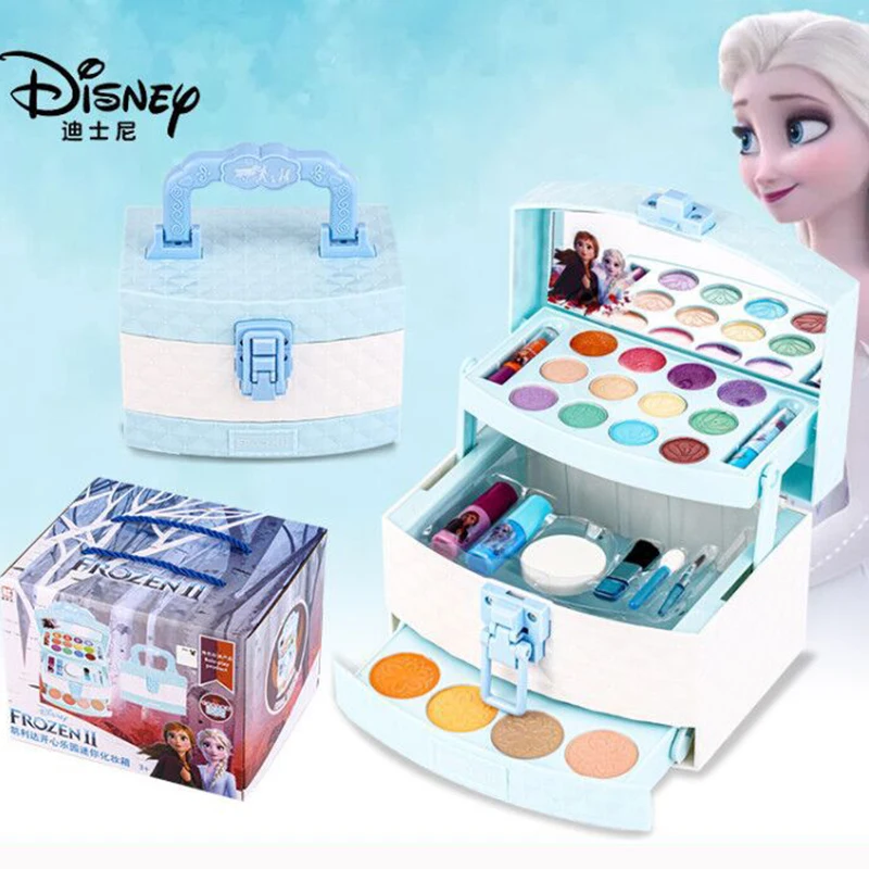 New Disney Original girls frozen  real princess Makeup suitcase Toys set Cosmetic snow White Makeup Box Set  kids Toy