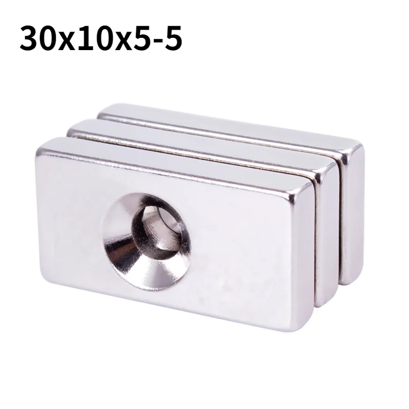 

5/10/20 штук Неодимовый Магнит 30x10x5 мм одно отверстие 5 мм блок потайной прямоугольник редкоземельный магнит мощные магниты