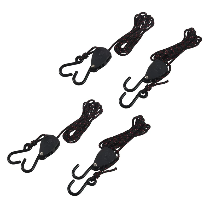 

4 PCS Pulley Ratchets Kayak And Canoe Boat Bow And Stern Rope Lock Tie Down Strap 1/8 Inch Duty Adjustable Rope Hanger