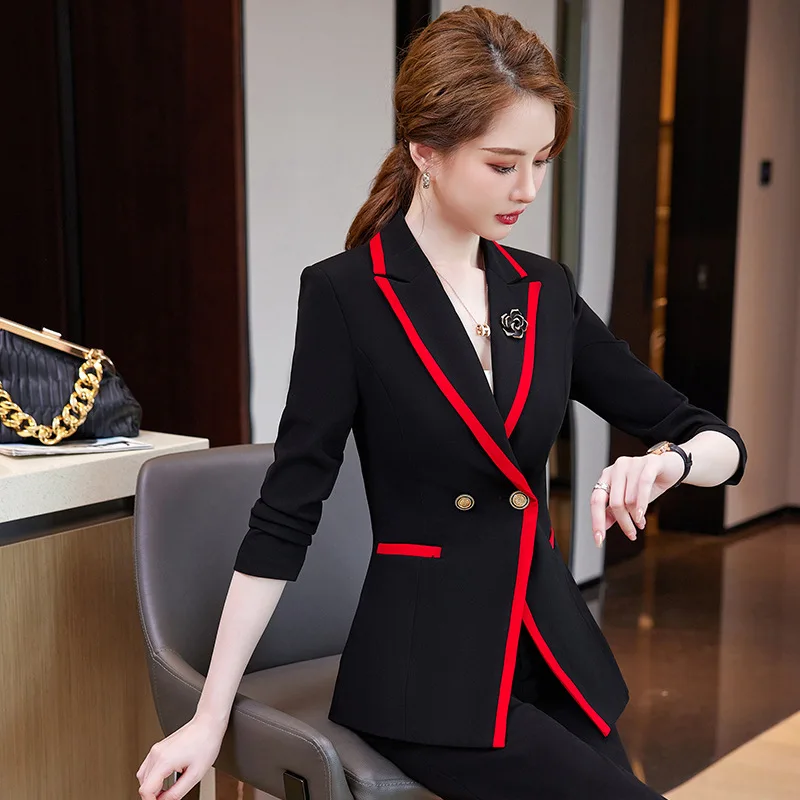 IZICFLY Autumn Winter New Style Slim Office Business Yellow Suit For Women Work Wear Two Piece Blazer Sets With Pant Outifits